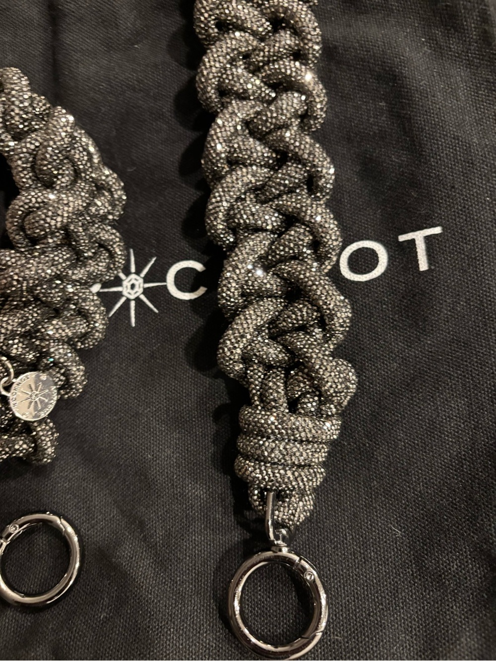 Rocknot Sparkle Handbag Strap with RK Logo Tag - Gunmetal-NEW - Picture 6 of 11